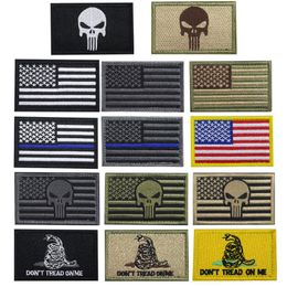 Bundel 100 stuks USA Vlag Patch Dunne Blauwe Lijn Tactische Amerikaanse Militaire Moreel Patches Set voor kleding met hookloop278f