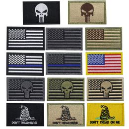 Lot de 100 patchs de drapeau américain, ligne bleue fine, tactique, militaire américain, ensemble de patchs de moral pour vêtements avec hookloop220P