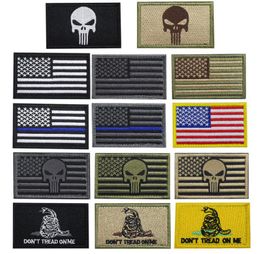 Pouleau 100 pièces USA Flag Patch mince line bleu tactique américaine patchs de moral militaire fixés pour les vêtements avec hookloop4437885