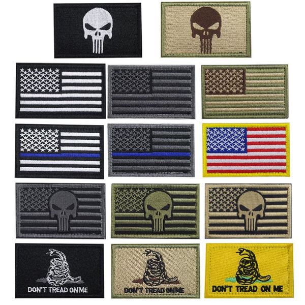 Lot de 100 patchs de drapeau américain, ligne bleue fine, tactique, militaire américain, ensemble de patchs de moral pour vêtements avec boucle à crochet 285M