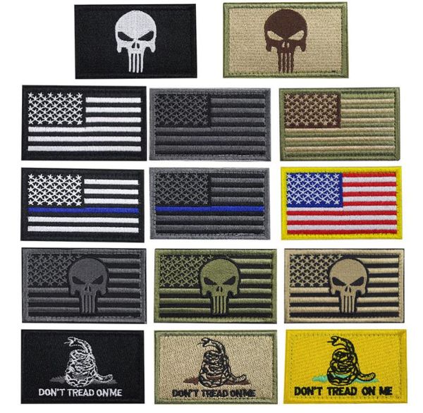 Pouleau 100 pièces USA Flag Patch mince line bleu tactique américaine patchs de moral militaire fixés pour les vêtements avec hookloop4437885