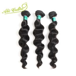 Paquets Ali Grace Cheveux 3 Poucles Hair des vagues en vrac malaisien 1028 pouces Naturel Couleur 100% Remy Human Hair Weave Bundles