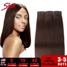 Bundels slanke rechte dubbele getrokken Braziliaanse bruine kleur 4 rechte haarbundels gekleurd 2# 6# 8# 33# Natuurlijke remy menselijk haarbundels