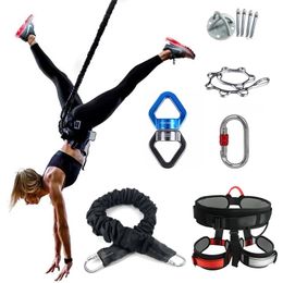 Bungee Dans Flying Suspension Touw Luchttouw Anti-Gravity Yoga Cord Resistance Band Set Workout Fitness Home Gym apparatuur 211223
