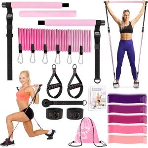 Kit de barre de Yoga Pilates à l'élastique avec bandes de résistance, gymnastique à domicile Portable pour femmes, entraînements complets du corps 231214