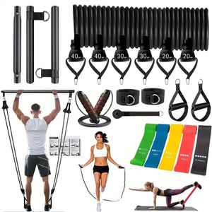 Kit de barre élastique Pilates avec bandes de résistance, équipement d'entraînement empilable à 3 sections pour jambes, hanches, taille et bras 231214
