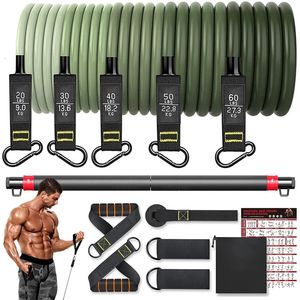 Bungee Resistance Band Set Workout Bands Exercise 5 Tube Fitness with Door Anchor Handles Legs Ankle Straps and Stick 231216