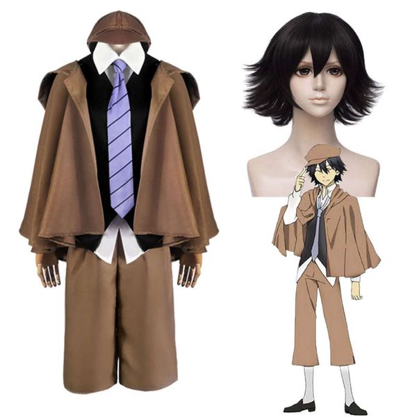 Bungo Stray Dogs Edogawa Rampo Cosplay perruque unisexe détective uniforme costume complet Costumes Halloween glisser fête