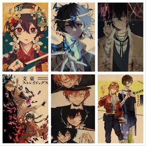 Bungo Stray Dogs Retro Poster Japan Anime Posters Canvas Painting Wall Decor Posters Wall Art Picture Room Decor Home Decor Y0927
