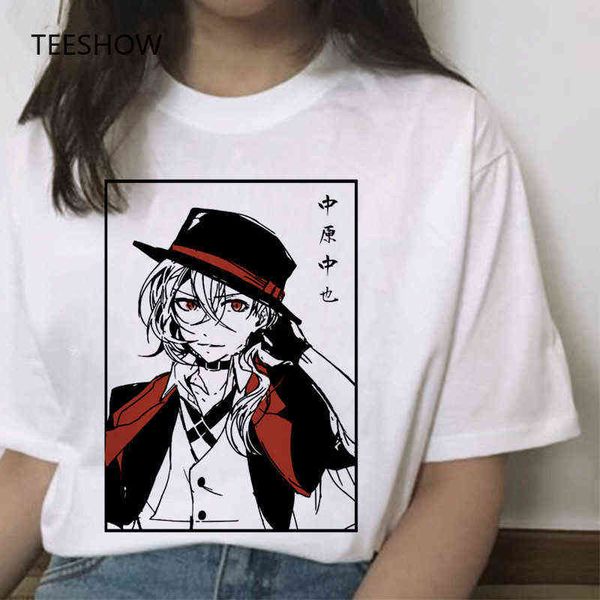 Bungou Stray Dogs Lindo Anime Harajuku Camiseta Mujer Divertida Historieta Gráfica Camiseta Cool Streetwear Camiseta Casual Top Tees Mujer G220310