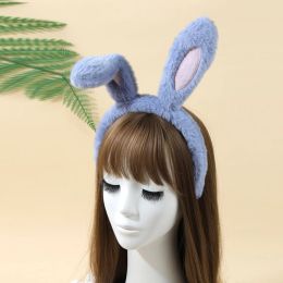 Diadema de conejitos para adultos, casco de cabello de conejo de felpa navideña, disfraz de cosplay de fiestas