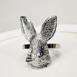 Bunny Ears Napkin Buckle Easter Rabbit Alloy Ring Holder Home Dining Table Decor voor lente Thanksgiving Paas Valentijnsdag
