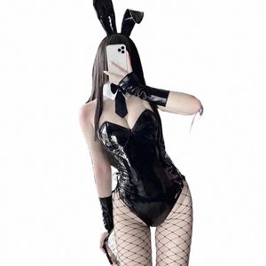 Disfraz de conejita para mujer, lencería sexy de Cosplay, de cuero de PU, mono de una pieza, traje de conejo Mai Sakurajima, traje de Anime Kawaii V3ia #