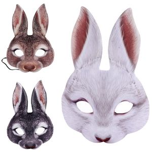 Masque de lapin Animal EVA, demi-visage, masque d'oreille de lapin pour pâques, fête d'halloween, accessoire de Costume de Mardi Gras