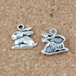 100 stks / partij Antiek zilverlegering Lovely Rabbit Charms Hangers voor Sieraden Maken Armband Ketting Bevindingen 13 X14MM