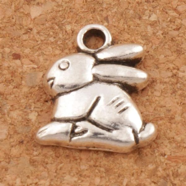 Bunny Rabbit Pâques Charms Pendants 100pcs Lot Antique Silver 13 2x14 Bijoux 3 mm DIY L498 2017 Bijoux de mode216a