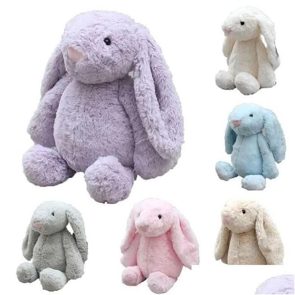 Sublimación de conejito Pascua orejas largas conejitos con puntos gris rosa azul blanco muñecas rabbite para niños lindos juguetes suaves suaves 2.5 s