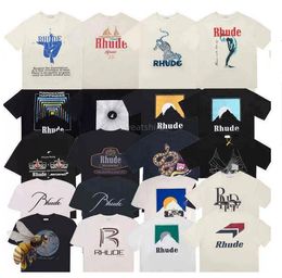 Chemises de créateurs Été Hommes T-shirts Femmes Rhude Designers Pour Hommes Tops Lettre Polos T-shirts de broderie Vêtements T-shirt à manches courtes grands T-shirts