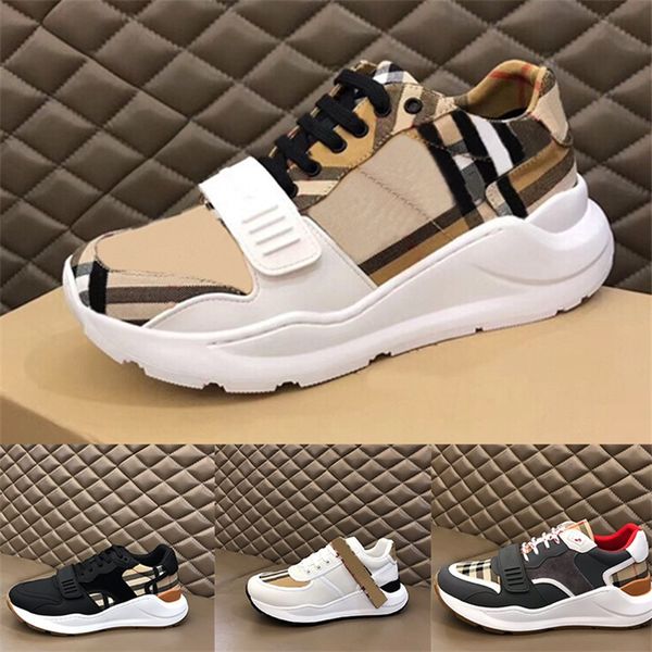 Burberyitys Designer Sneakers Brand Check Shoe Best Quality Cotton Stripe Sneaker Men Femmes Trainers vintage Chaussures de plate-forme Rubber Sole extérieure Trainer