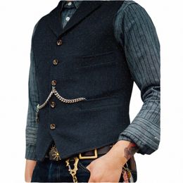 Burdy Coloré vintage Gilet Pour Hommes Slim Fit Tweed Herringbe Gilet Costumes Pour Hommes Gilet Garçons D'honneur Manteau Pour La Fête De Mariage K57x #