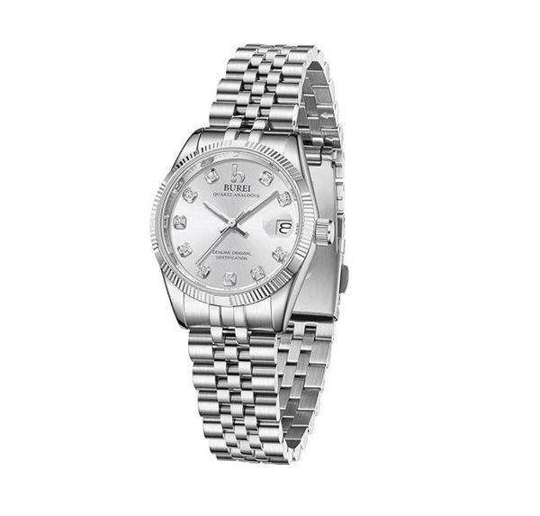 BUREI Montre Femme Business avec Date du JourMontre à Quartz analogique pour Dames Argent Or Bracelet en Acier Inoxydable Montre Mode Dames Montres étanche