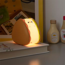 Hamburguesa Piggy Silicone Baby Night Light, LED Squishy Novelty Animal Regalos lindos 3 Niveles de brillo, recargable, sensor táctil, función de Temporizador Lámpara de escritorio de Piglet