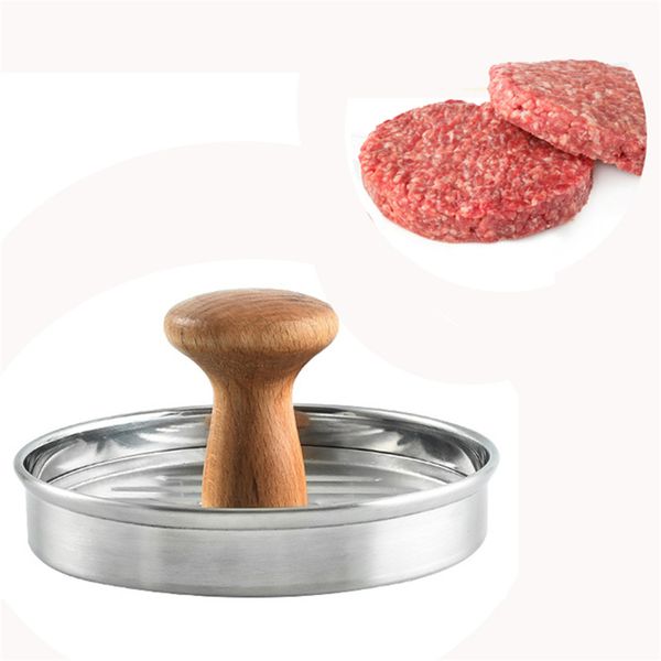 Prensa de hamburguesas Hamburguesa rellena Patty Maker Molde Herramientas para aves de corral Prensador de carne antiadherente de acero inoxidable para parrilla para barbacoa XBJK2104