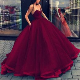 Bourgondië 2020 Prom Jurken Baljurk Sweetheart Goedkope Avondjurken Vestidos de Soiree Sweep Trein Partyjurken