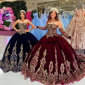 Bourgondië 2021 baljurk Quinceanera jurken bruidsjurken lieverd lange mouw zoete 16 jurk Vestidos de xv a os anos 192J