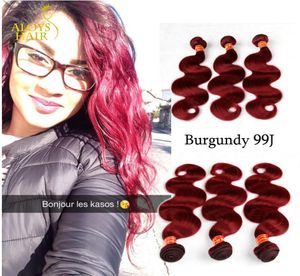 Bordeauxrood Braziliaans Maagdelijk Haar Weeft Bundels Body Wave Maagd Peruaans Maleisisch Indiaas Remy Human Hair Extensions Wijnrood 99J T3749308