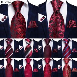 Cravate de mariage en soie à rayures florales bordeaux pour hommes, ensemble de boutons de manchette Hanky, Design, fête d'affaires, livraison directe