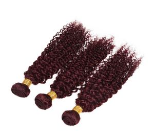 Bourgogne Indien Vierge Hair Curly 3 Packs Red Vin rouge 9a Vin non transformé Rouge Vierge 99J Coiffure humaine bouclée 1030In9399341