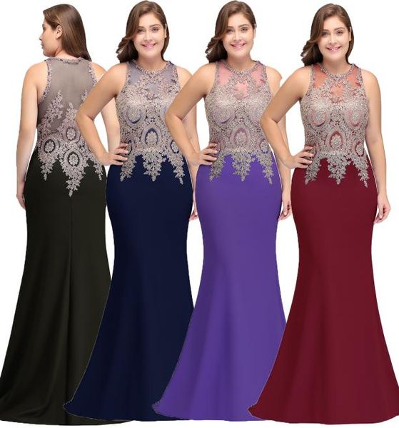 Vestidos de noche largos de sirena de encaje burdeos 2018 Vestidos de fiesta formales de talla grande con apliques de encaje transparente sexy Robe de soriee CPS525 6446777