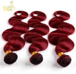 Borgonha mongol onda do corpo virgem cabelo tecer pacotes 34 pçs grau 8a vinho tinto 99j inteiro barato remy extensões de cabelo humano lan3053287