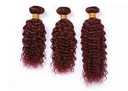 Bourgogne Red Malaysian Met et ondule des cheveux humains ondulés 300 grammes Vin Vierge Vierge Extensions Pure 99J Human Hair Weaves Waft Wa1446863