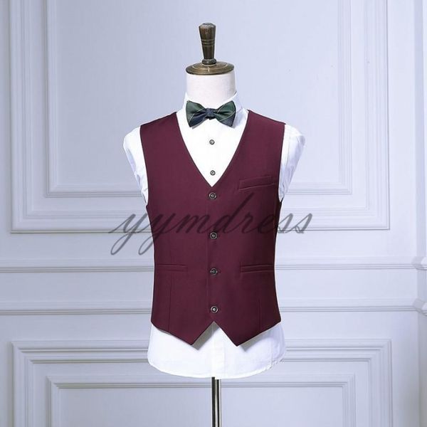 Bourgogne Vintage Groom Gilets 2019 Polyester Tweed Gilet Garçons D'honneur De Mariage Gilet Conception Sur Mesure Mens Costume Gilet Unique Tuxedo Gilet