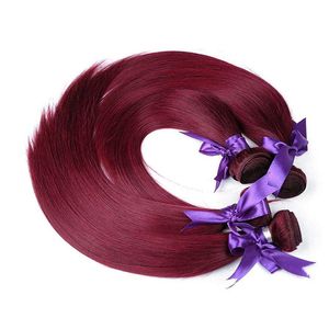 Bordeaux Wijn Rode Kleur 99J Braziliaanse Virgin Hair Weave Bundels Peruaanse Maleisische Indiase Zijdeachtige Rechte Remy Human Hair Extensions