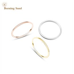 Buring Sand Simple 1MM Thin Stainless Steel Couple Ring for Women Mens Fashion Classic Lover Finger Sieraden Verjaardagscadeaus
