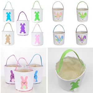 Burlap Easter Bunny Manden Diy Kinder Konijnenzakken Bunny opbergzak Jute konijn oren mand paas geschenktas konijn oren put paaseieren feestbenodigdheden