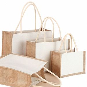 Burlap Jute Tote Shop Sac vintage réutilisable pour les sacs-cadeaux d'anniversaire de mariage d'épicerie sac à main Organisateur de stockage à main haut de gamme 2023 P6Kz #