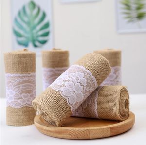 Jute Lace Lint Burlaps Stof Linten voor Ambachten Winter Decoratie Ribboning Wirking DIY Craft Wedding Decorations Feestartikelen CGY34