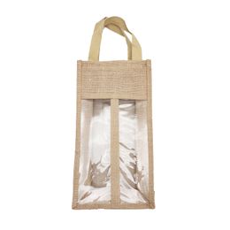 Jute Wijnfles Gift Bag Draagbare Eco Verpakkingsdrager Tas