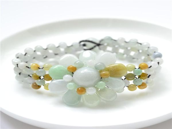 Birmanie NATUREL JADE Perle tissée Bracelet Bracelet à la main Bijoux sculptés à la main Gifts entièrement2475302