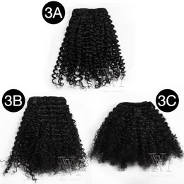 Birman Naturel Noir 3C 4A 4B 4C 8 à 18 pouces 100g 120g Afro Crépus Bouclés Vierge 100% Non Transformés Remy Extension de Cheveux Humains Clip in