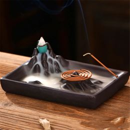 Brûleurs gratuits 20 encens montagne reflux brûleur d'encens cascade fumée ornements créatifs en céramique bureau à domicile décoration de salon de thé