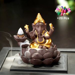 Brûleurs Ganesha Encens Cascade Brûleur Fondant Bougie Fontaine pour La Maison Zen Jardin Porte-Encens Encens Zen Bougies pour La Décoration