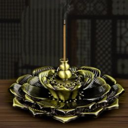 Brûleurs Haute qualité rétro bâton porte-encens brûleur de parfum alliage lotus plaque encensoir maison bureau pont artisanat vente directe d'usine