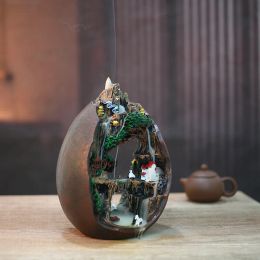 Quemadores de resina aromática, soporte de incienso, fuente de humo, quemador de incienso de reflujo creativo, decoración de sándalo, adorno Zen Encens Bruleur