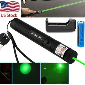 Astronomie Onderwijs Focus Brandende Krachtige Groene Laser Pen Pointer 1mw 532nm Zichtbare Straal Kat Speelgoed Militaire Groene Laser + 18650 Batterij + Oplader