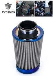 Burnt Blue 3quot 76mm Power Intake High Flow Cold Air Intake Filter Cleaner Racewagen Luchtfilter Universeel PQYAIT273996458